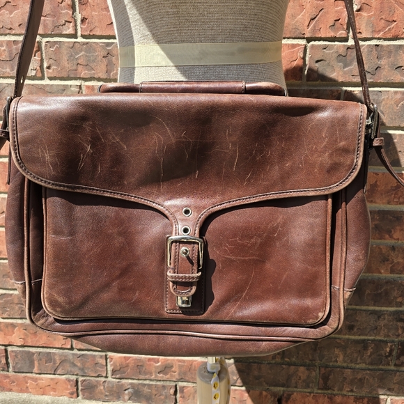 Coach Logan Rich Choco Brown Leather Large Briefcase Portfolio Laptop Bag 5238 - Picture 2 of 16